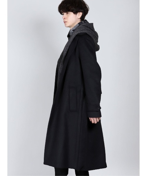 SHELLAC（シェラック）の「シェラック/SHELLAC ウール混 ステンカラーレイヤードコート（ノーカラーコート・メンズ・ブラック・MEDIUM/LARGE）」の11枚目の写真