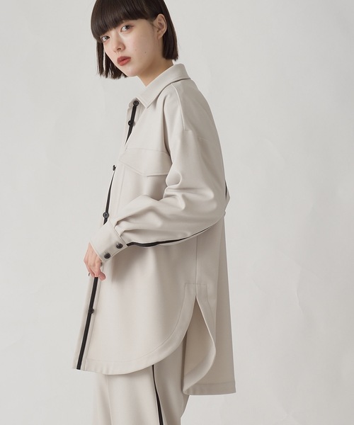 La SRIC（ラスリック）の「La SRIC / テープラインCPOシャツ【セットアップ可】（シャツ/ブラウス・レディース・ブラック/グレー系その他・38）」の4枚目の写真