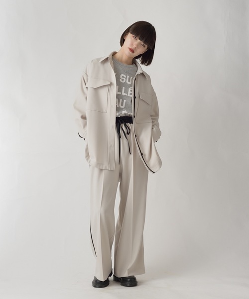 La SRIC（ラスリック）の「La SRIC / テープラインCPOシャツ【セットアップ可】（シャツ/ブラウス・レディース・ブラック/グレー系その他・38）」の6枚目の写真