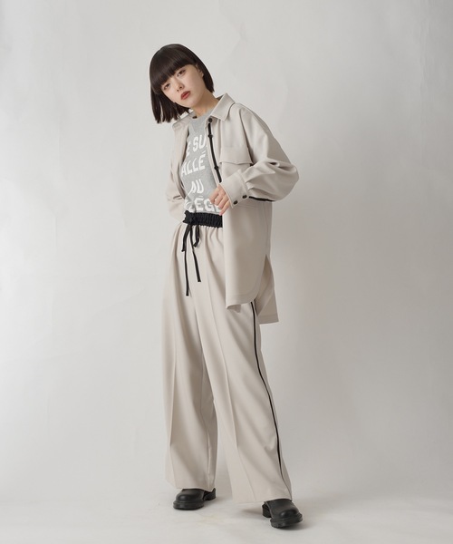 La SRIC（ラスリック）の「La SRIC / テープラインCPOシャツ【セットアップ可】（シャツ/ブラウス・レディース・ブラック/グレー系その他・38）」の7枚目の写真