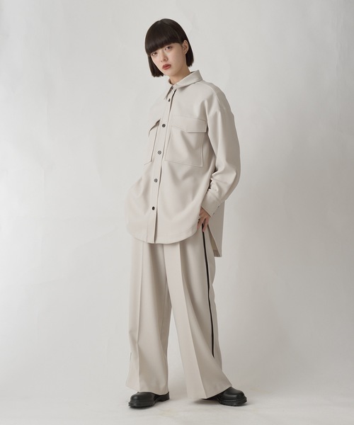 La SRIC（ラスリック）の「La SRIC / テープラインCPOシャツ【セットアップ可】（シャツ/ブラウス・レディース・ブラック/グレー系その他・38）」の10枚目の写真