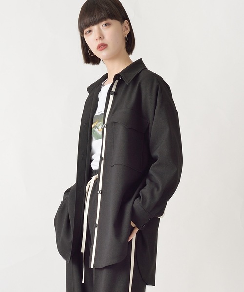 La SRIC（ラスリック）の「La SRIC / テープラインCPOシャツ【セットアップ可】（シャツ/ブラウス・レディース・ブラック/グレー系その他・38）」の18枚目の写真