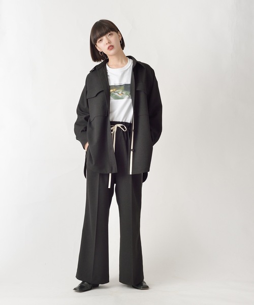 La SRIC（ラスリック）の「La SRIC / テープラインCPOシャツ【セットアップ可】（シャツ/ブラウス・レディース・ブラック/グレー系その他・38）」の20枚目の写真