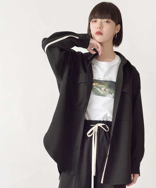 La SRIC（ラスリック）の「La SRIC / テープラインCPOシャツ【セットアップ可】（シャツ/ブラウス・レディース・ブラック/グレー系その他・38）」の21枚目の写真