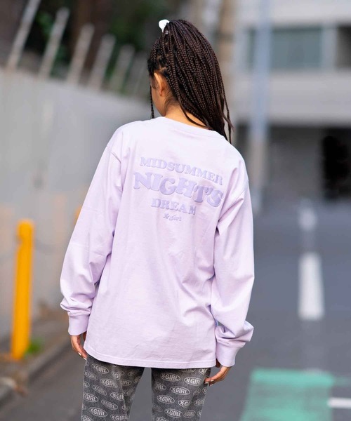 X-girl(エックスガール)の「MIDSUMMER NIGHTS DREAM L/S TEE(Tシャツ/カットソー・レディース・ホワイト/ライトパープル/チャコール・S/M/L/XL)」の1枚目の写真