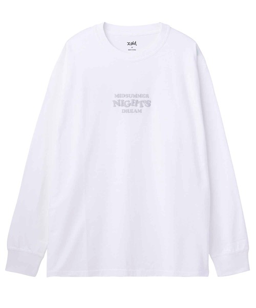 X-girl(エックスガール)の「MIDSUMMER NIGHTS DREAM L/S TEE(Tシャツ/カットソー・レディース・ホワイト/ライトパープル/チャコール・S/M/L/XL)」の4枚目の写真