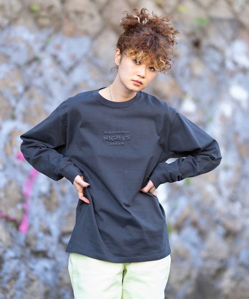 X-girl(エックスガール)の「MIDSUMMER NIGHTS DREAM L/S TEE(Tシャツ/カットソー・レディース・ホワイト/ライトパープル/チャコール・S/M/L/XL)」の6枚目の写真