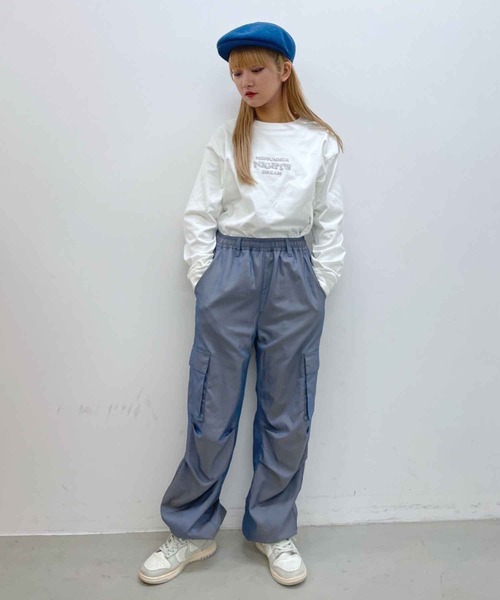 X-girl(エックスガール)の「MIDSUMMER NIGHTS DREAM L/S TEE(Tシャツ/カットソー・レディース・ホワイト/ライトパープル/チャコール・S/M/L/XL)」の21枚目の写真