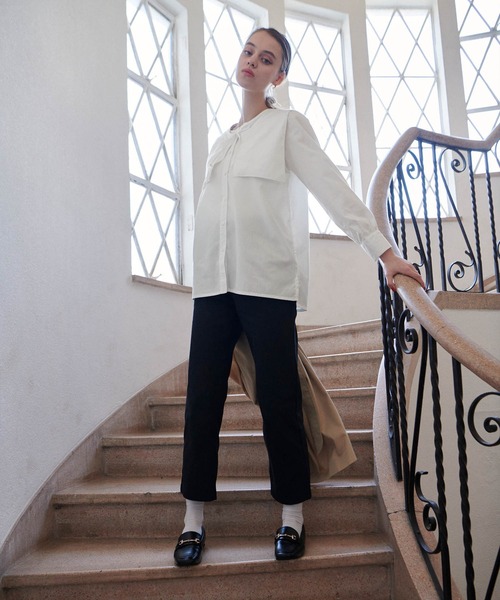 PURIL（ピュリル）の「【PURIL】2wayセーラーカラー&ノーカラーボリュームスリーブブラウス（シャツ/ブラウス・レディース・ホワイト/ベージュ/ブルー・FREE）」の8枚目の写真