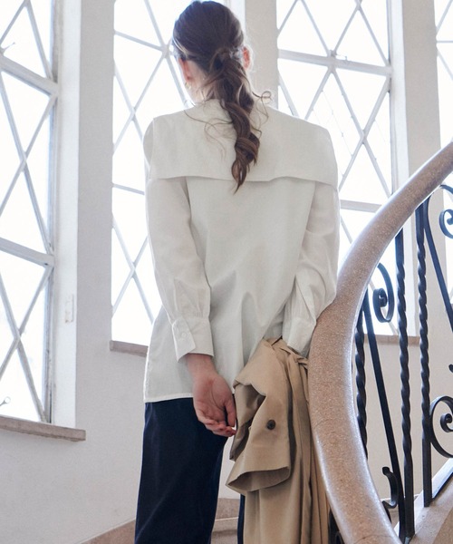 PURIL（ピュリル）の「【PURIL】2wayセーラーカラー&ノーカラーボリュームスリーブブラウス（シャツ/ブラウス・レディース・ホワイト/ベージュ/ブルー・FREE）」の5枚目の写真