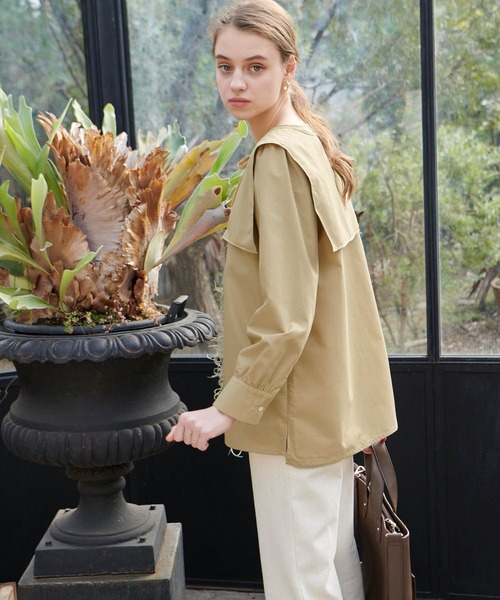 PURIL（ピュリル）の「【PURIL】2wayセーラーカラー&ノーカラーボリュームスリーブブラウス（シャツ/ブラウス・レディース・ホワイト/ベージュ/ブルー・FREE）」の13枚目の写真