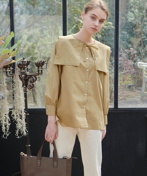 PURIL（ピュリル）の「【PURIL】2wayセーラーカラー&ノーカラーボリュームスリーブブラウス（シャツ/ブラウス・レディース・ホワイト/ベージュ/ブルー・FREE）」の15枚目の写真