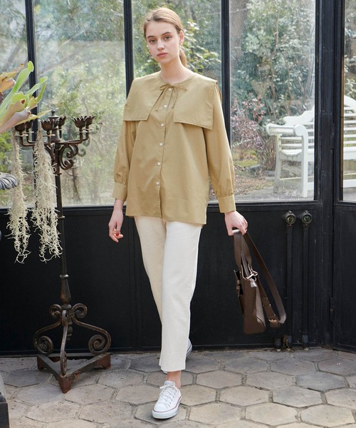 PURIL（ピュリル）の「【PURIL】2wayセーラーカラー&ノーカラーボリュームスリーブブラウス（シャツ/ブラウス・レディース・ホワイト/ベージュ/ブルー・FREE）」の16枚目の写真