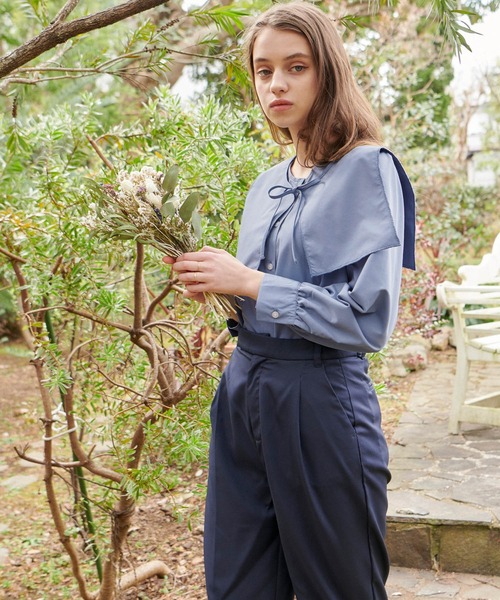 PURIL（ピュリル）の「【PURIL】2wayセーラーカラー&ノーカラーボリュームスリーブブラウス（シャツ/ブラウス・レディース・ホワイト/ベージュ/ブルー・FREE）」の20枚目の写真