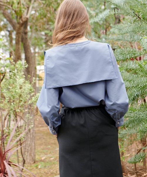 PURIL（ピュリル）の「【PURIL】2wayセーラーカラー&ノーカラーボリュームスリーブブラウス（シャツ/ブラウス・レディース・ホワイト/ベージュ/ブルー・FREE）」の22枚目の写真