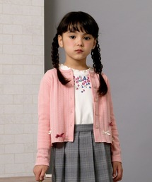 trois lapins kp | リボンモチーフのジャガードカーディガン(110-130cm)(カーディガン/ボレロ)