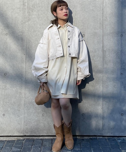 w closet（ダブルクローゼット）の「チェックシャツはおり（シャツ/ブラウス・レディース・オフホワイト/オレンジ/グリーン・FREE）」の18枚目の写真