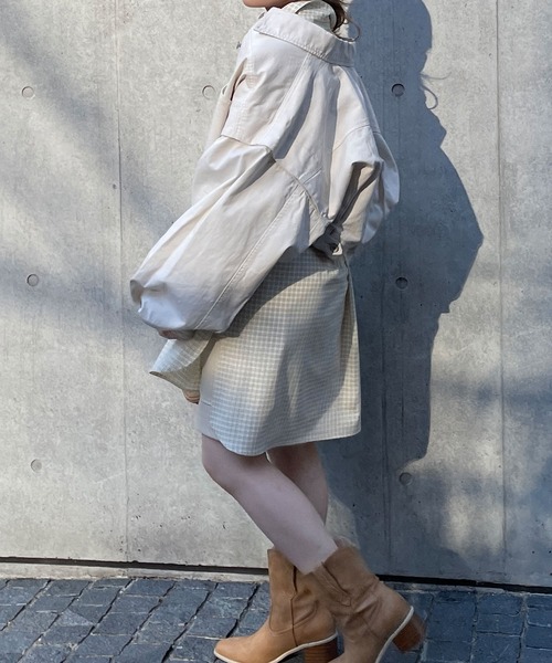 w closet（ダブルクローゼット）の「チェックシャツはおり（シャツ/ブラウス・レディース・オフホワイト/オレンジ/グリーン・FREE）」の4枚目の写真