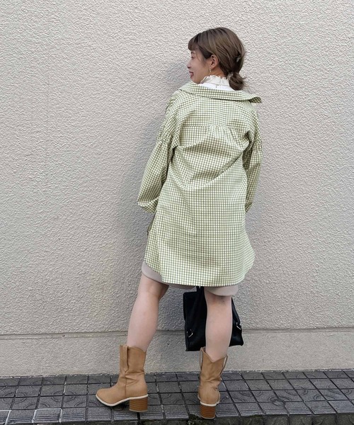 w closet（ダブルクローゼット）の「チェックシャツはおり（シャツ/ブラウス・レディース・オフホワイト/オレンジ/グリーン・FREE）」の19枚目の写真