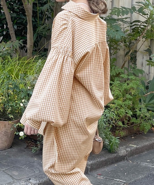 w closet（ダブルクローゼット）の「チェックシャツはおり（シャツ/ブラウス・レディース・オフホワイト/オレンジ/グリーン・FREE）」の20枚目の写真