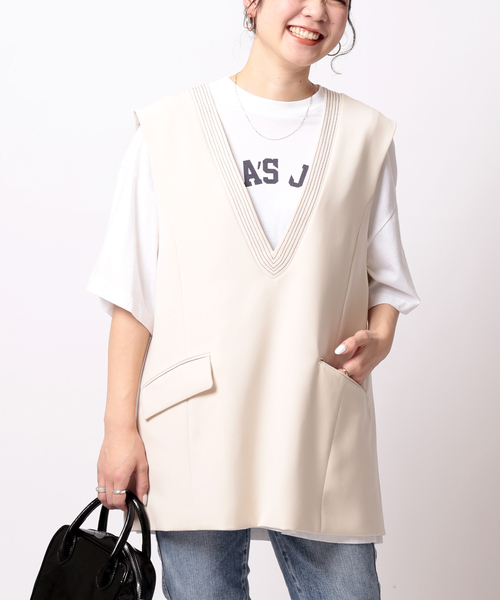 JOINT WORKS（ジョイントワークス）の「J-ダブルクロスベスト（ベスト・レディース・ブラック/キナリ・FREE）」の2枚目の写真