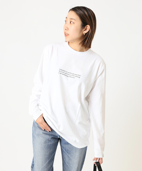 POET MEETS DUBWISE（ポエットミーツダブワイズ）の「POET MEETS DUBWISE SOMETIMES LONGTシャツ◆（Tシャツ/カットソー・レディース・ホワイト/ブラック・FREE）」の2枚目の写真