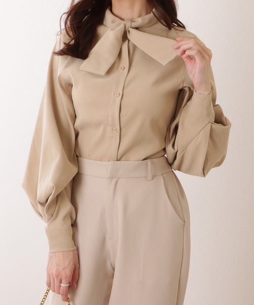 Lace Ladies(レースレディース)の「ボウタイ ボリューム袖 シャツ(シャツ/ブラウス・レディース・ホワイト/ブラック/ベージュ/ブルー・S/M/L)」の10枚目の写真