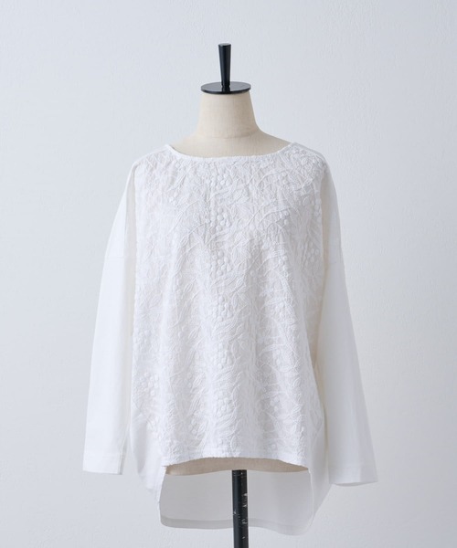 BEARDSLEY（ビアズリー）の「3サイズ展開 フロント刺繍カットソー（Tシャツ/カットソー・レディース・ホワイト・0/1/2）」の14枚目の写真