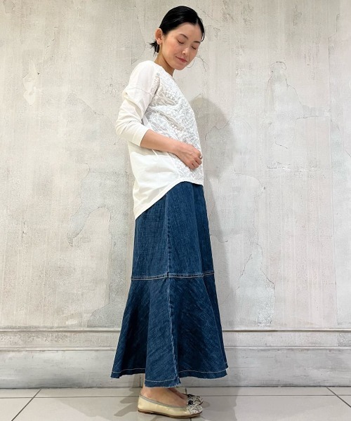 BEARDSLEY（ビアズリー）の「3サイズ展開 フロント刺繍カットソー（Tシャツ/カットソー・レディース・ホワイト・0/1/2）」の7枚目の写真