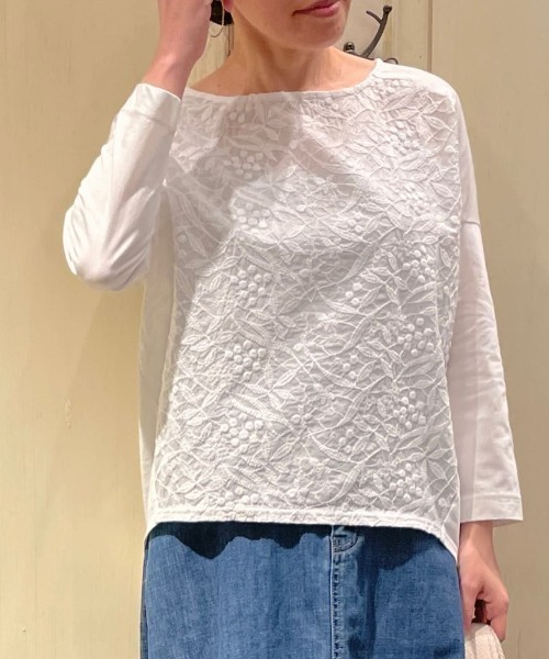 BEARDSLEY（ビアズリー）の「3サイズ展開 フロント刺繍カットソー（Tシャツ/カットソー・レディース・ホワイト・0/1/2）」の21枚目の写真