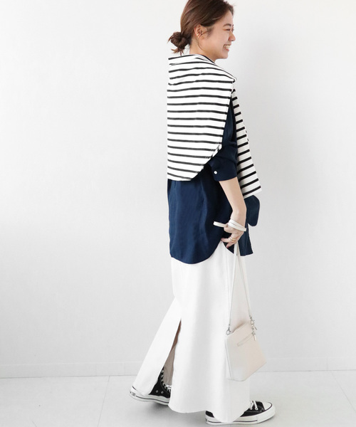 JOURNAL STANDARD relume(ジャーナルスタンダード レリューム)の「リヨセル製品染めバンドカラーシャツ◆(シャツ/ブラウス・レディース・ネイビー/ブルー/ホワイト/ピンク・FREE)」の5枚目の写真