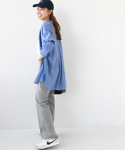 JOURNAL STANDARD relume(ジャーナルスタンダード レリューム)の「リヨセル製品染めバンドカラーシャツ◆(シャツ/ブラウス・レディース・ネイビー/ブルー/ホワイト/ピンク・FREE)」の12枚目の写真