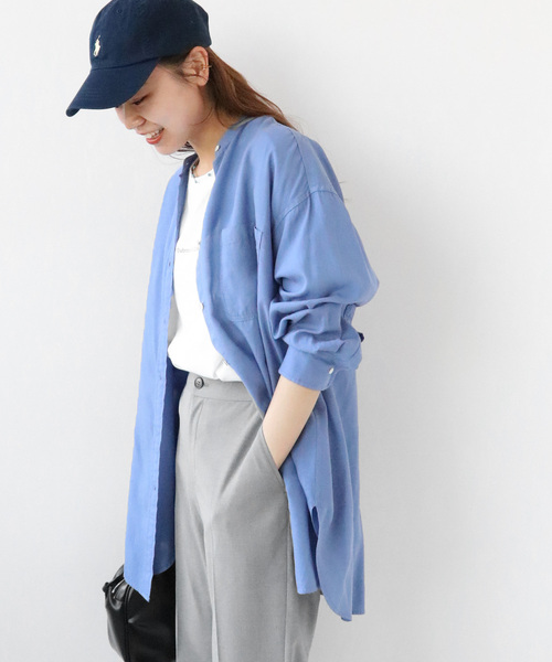 JOURNAL STANDARD relume(ジャーナルスタンダード レリューム)の「リヨセル製品染めバンドカラーシャツ◆(シャツ/ブラウス・レディース・ネイビー/ブルー/ホワイト/ピンク・FREE)」の17枚目の写真