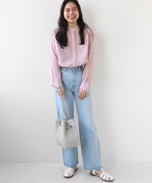 JOURNAL STANDARD relume(ジャーナルスタンダード レリューム)の「リヨセル製品染めバンドカラーシャツ◆(シャツ/ブラウス・レディース・ネイビー/ブルー/ホワイト/ピンク・FREE)」の19枚目の写真