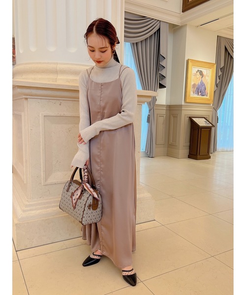 jumelle(ジュメロ)の「サテンセンターキャミOP(ワンピース・レディース・ブラック/ブラウン/ピンク・FREE)」の6枚目の写真