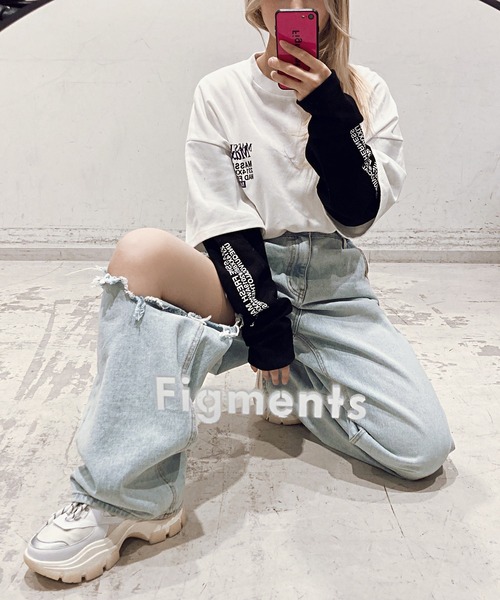 Figments（フィグメンツ）の「フェイクレイヤードロンT（Tシャツ/カットソー・レディース・ホワイト/ブラック/パープル・FREE）」の6枚目の写真