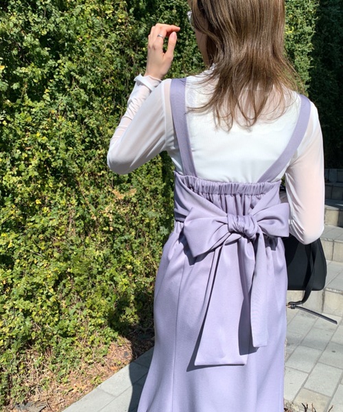 OLIVE des OLIVE（オリーブデオリーブ）の「【WEB限定】マーメイドジャンスカ/バックリボン/ワンピース（ワンピース・レディース・オフホワイト/ブラック/ベージュ/ブルー・FREE）」の4枚目の写真