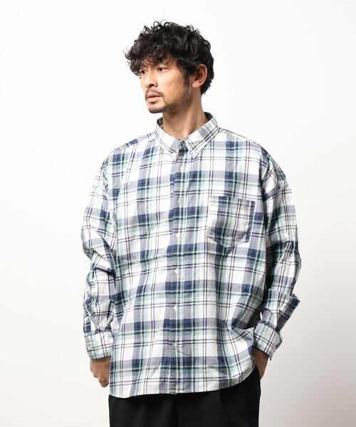 BACK NUMBER（バックナンバー）の「【BACK NUMBER】ビッグシルエットチェックシャツ（シャツ/ブラウス・メンズ・グリーン/ベージュ/ブラック・L/S/M）」の3枚目の写真