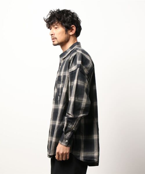 BACK NUMBER（バックナンバー）の「【BACK NUMBER】ビッグシルエットチェックシャツ（シャツ/ブラウス・メンズ・グリーン/ベージュ/ブラック・L/S/M）」の4枚目の写真