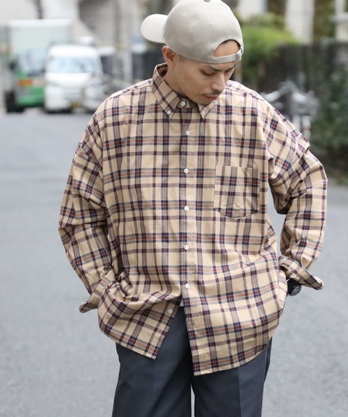 BACK NUMBER（バックナンバー）の「【BACK NUMBER】ビッグシルエットチェックシャツ（シャツ/ブラウス・メンズ・グリーン/ベージュ/ブラック・L/S/M）」の10枚目の写真
