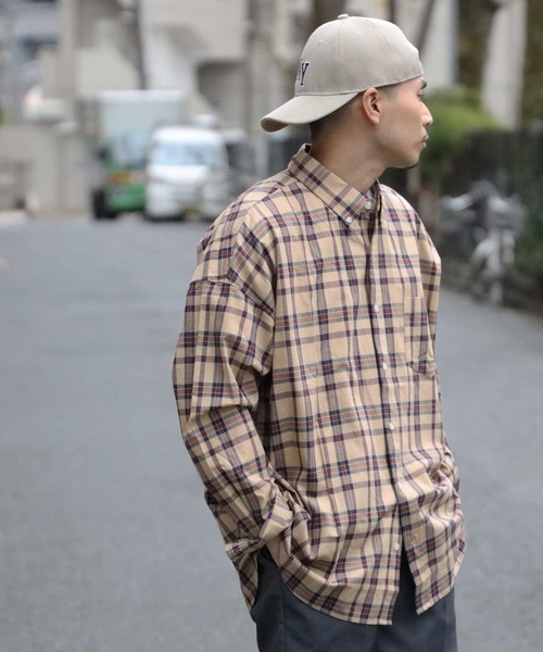 BACK NUMBER（バックナンバー）の「【BACK NUMBER】ビッグシルエットチェックシャツ（シャツ/ブラウス・メンズ・グリーン/ベージュ/ブラック・L/S/M）」の11枚目の写真