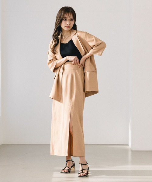 mysty woman（ミスティウーマン）の「リネンライクタイトスリットスカート 275717（スカート・レディース・ベージュ/オレンジ/チャコール・FREE）」の11枚目の写真