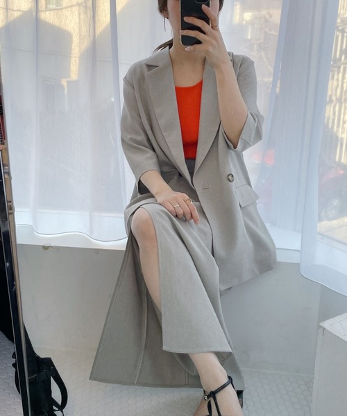 mysty woman（ミスティウーマン）の「リネンライクタイトスリットスカート 275717（スカート・レディース・ベージュ/オレンジ/チャコール・FREE）」の17枚目の写真