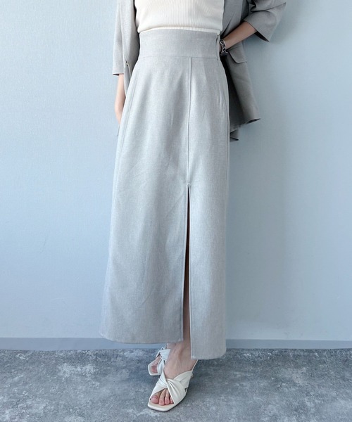 【美品】ジェーンスミス ジャンパースカート リネン ストライプ スリット 美品】ジェーンスミス ジャンパースカート リネン ストライプ