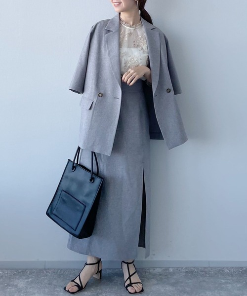 mysty woman（ミスティウーマン）の「リネンライクタイトスリットスカート 275717（スカート・レディース・ベージュ/オレンジ/チャコール・FREE）」の7枚目の写真