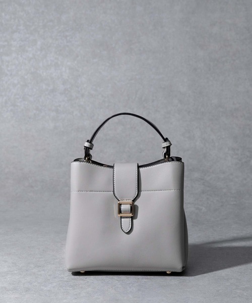 Edit Sheen（エディットシーン）の「【High-Line】スクエアフラップベルトカラーバッグ（ハンドバッグ・レディース・ホワイト/グレー・FREE）」の2枚目の写真