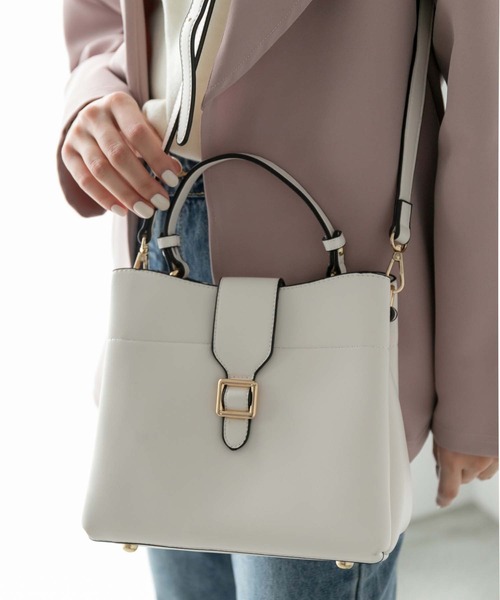 Edit Sheen（エディットシーン）の「【High-Line】スクエアフラップベルトカラーバッグ（ハンドバッグ・レディース・ホワイト/グレー・FREE）」の13枚目の写真