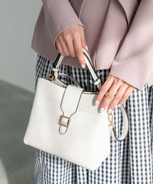 Edit Sheen（エディットシーン）の「【High-Line】スクエアフラップベルトカラーバッグ（ハンドバッグ・レディース・ホワイト/グレー・FREE）」の22枚目の写真