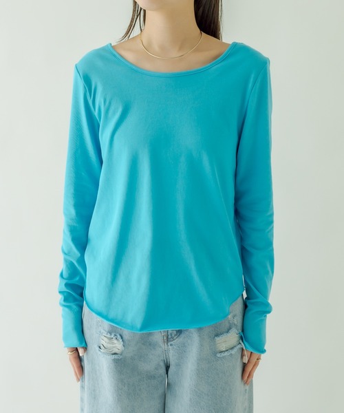 背中あきロングTシャツ