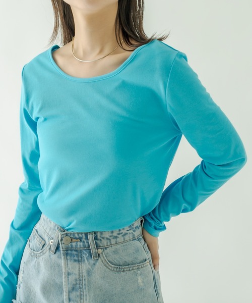 背中あきロングTシャツ